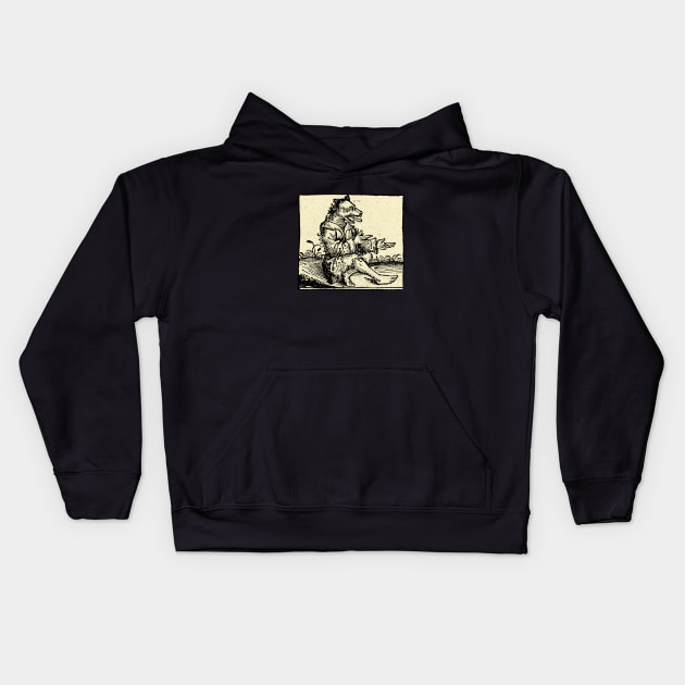 Medieval Werewolf Creature Kids Hoodie by GrampaTony